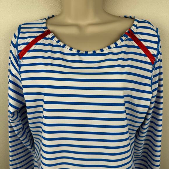 Cabana Life Zipper Swim Dress Cover Up Stripes UPF 50+ Blue White Women's Large - Picture 4 of 13